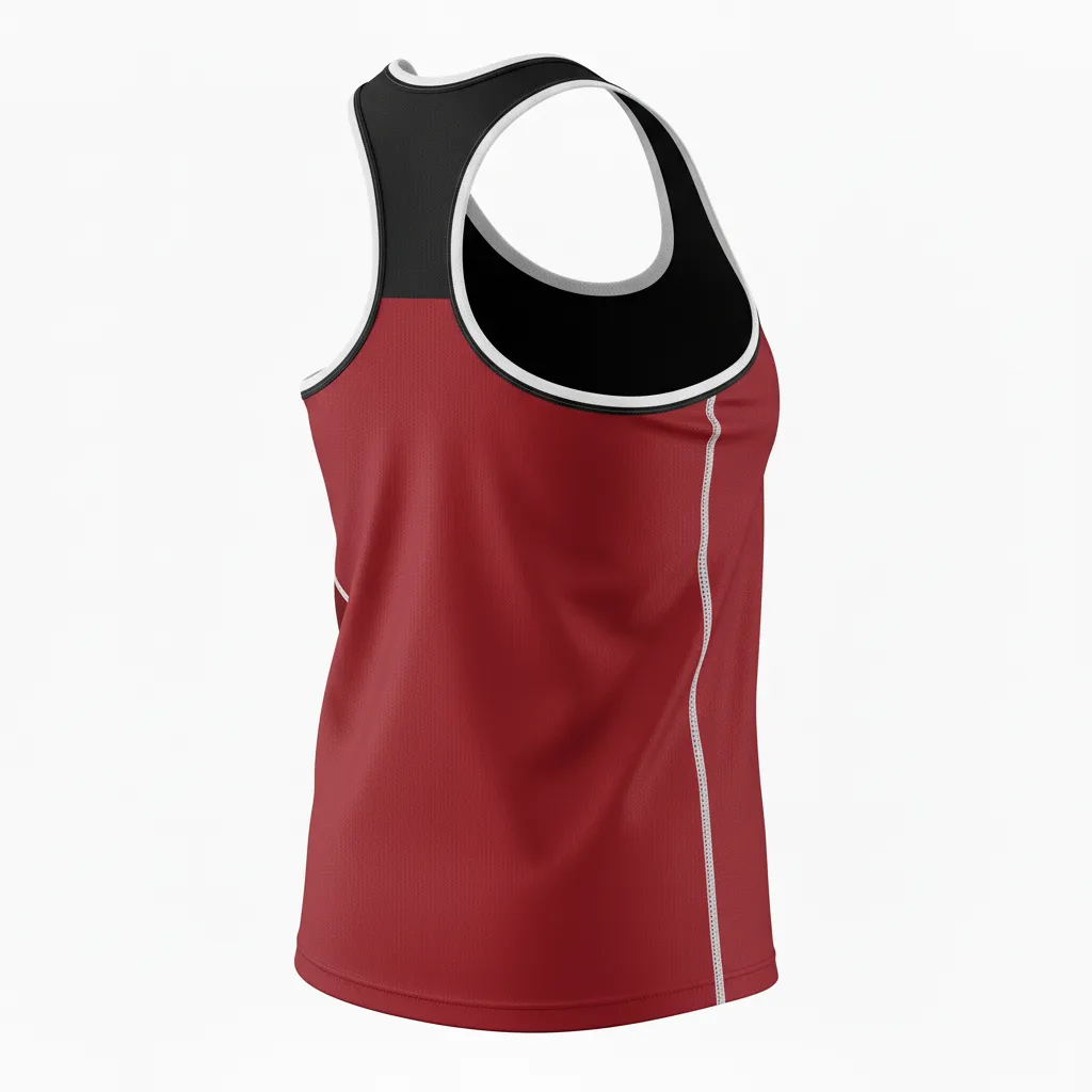 Custom Softball Performance Tank Top - Custom Design - Cardinalblackwhite - Back View - HAMCO Sports Inc.
