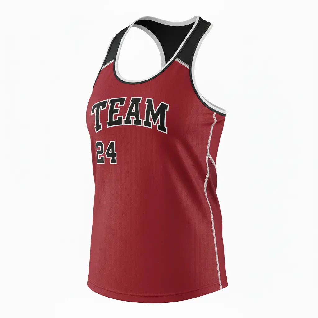 Custom Softball Performance Tank Top - Custom Design - Cardinalblackwhite - Front View - HAMCO Sports Inc.