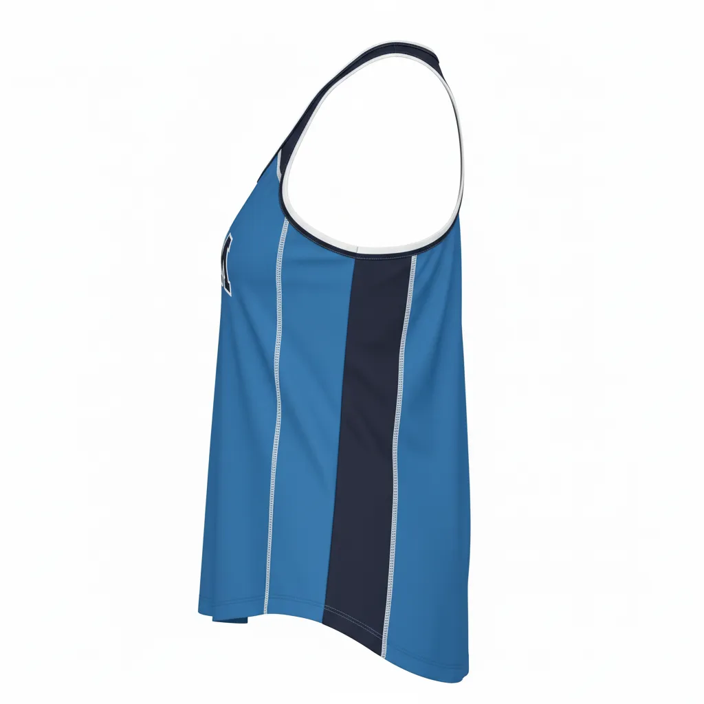 Custom Softball Performance Tank Top - Custom Design - Columbianavywhite - Side View - HAMCO Sports Inc.