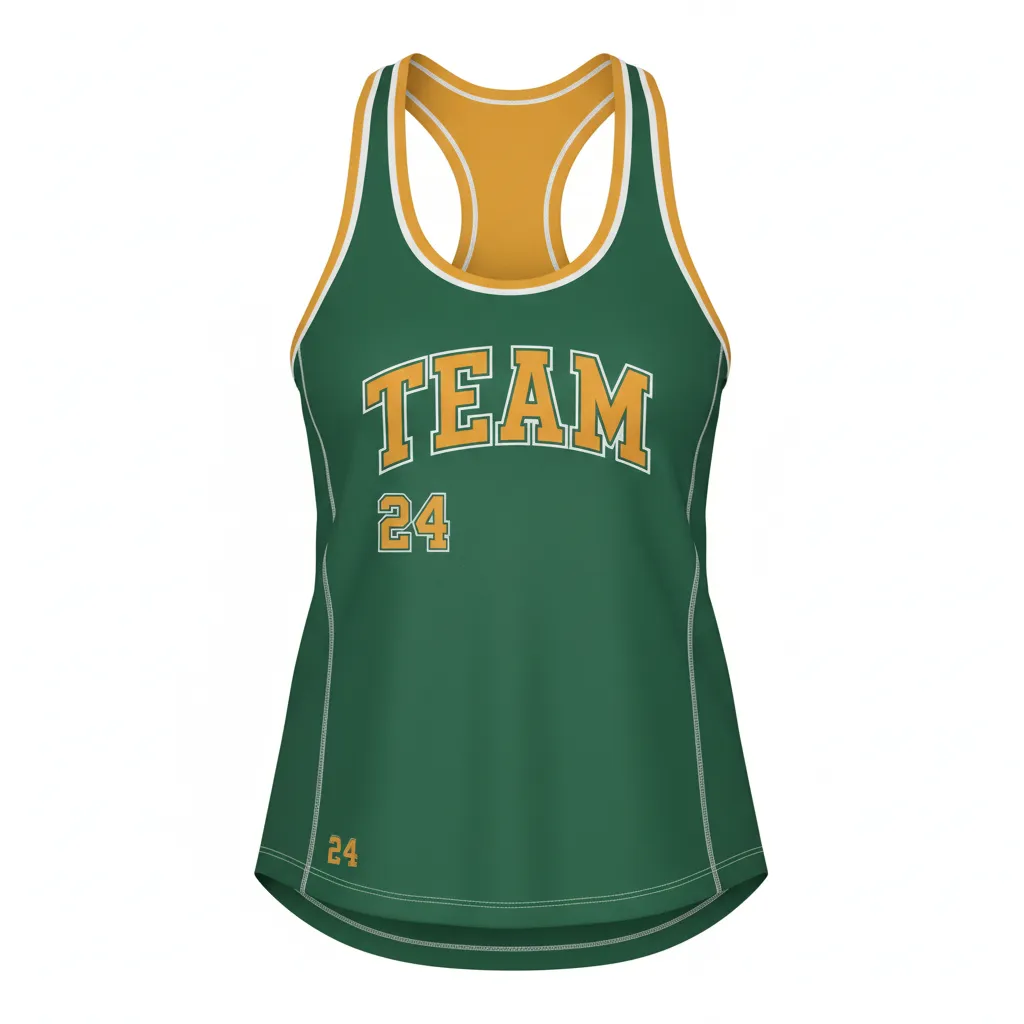 Custom Softball Performance Tank Top - Custom Design - Forestgoldwhite - Front View - HAMCO Sports Inc.
