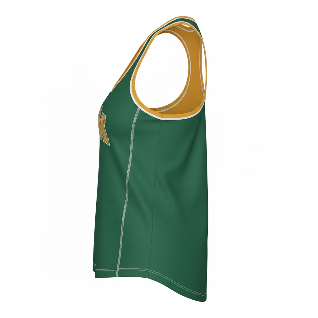 Custom Softball Performance Tank Top - Custom Design - Forestgoldwhite - Side View - HAMCO Sports Inc.
