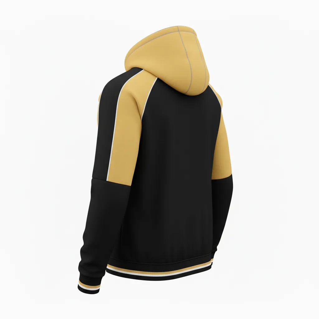 Custom Softball Pullover Hoodie - Custom Design - Blackgoldwhite - Back View - HAMCO Sports Inc.