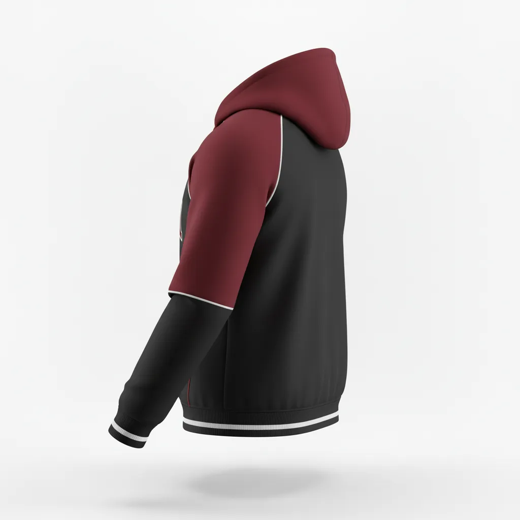 Custom Softball Pullover Hoodie - Custom Design - Blackredwhite - Back View - HAMCO Sports Inc.