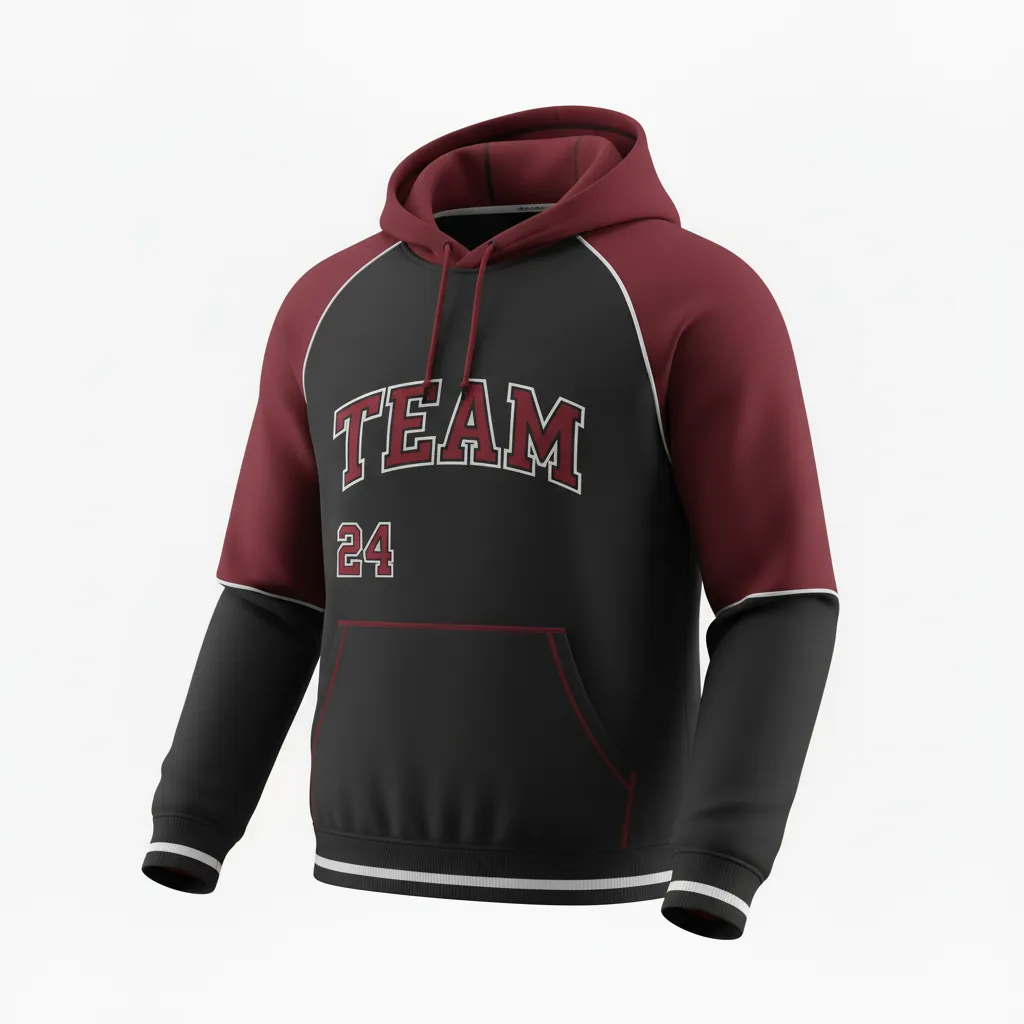 Custom Softball Pullover Hoodie - Custom Design - Blackredwhite - Front View - HAMCO Sports Inc.