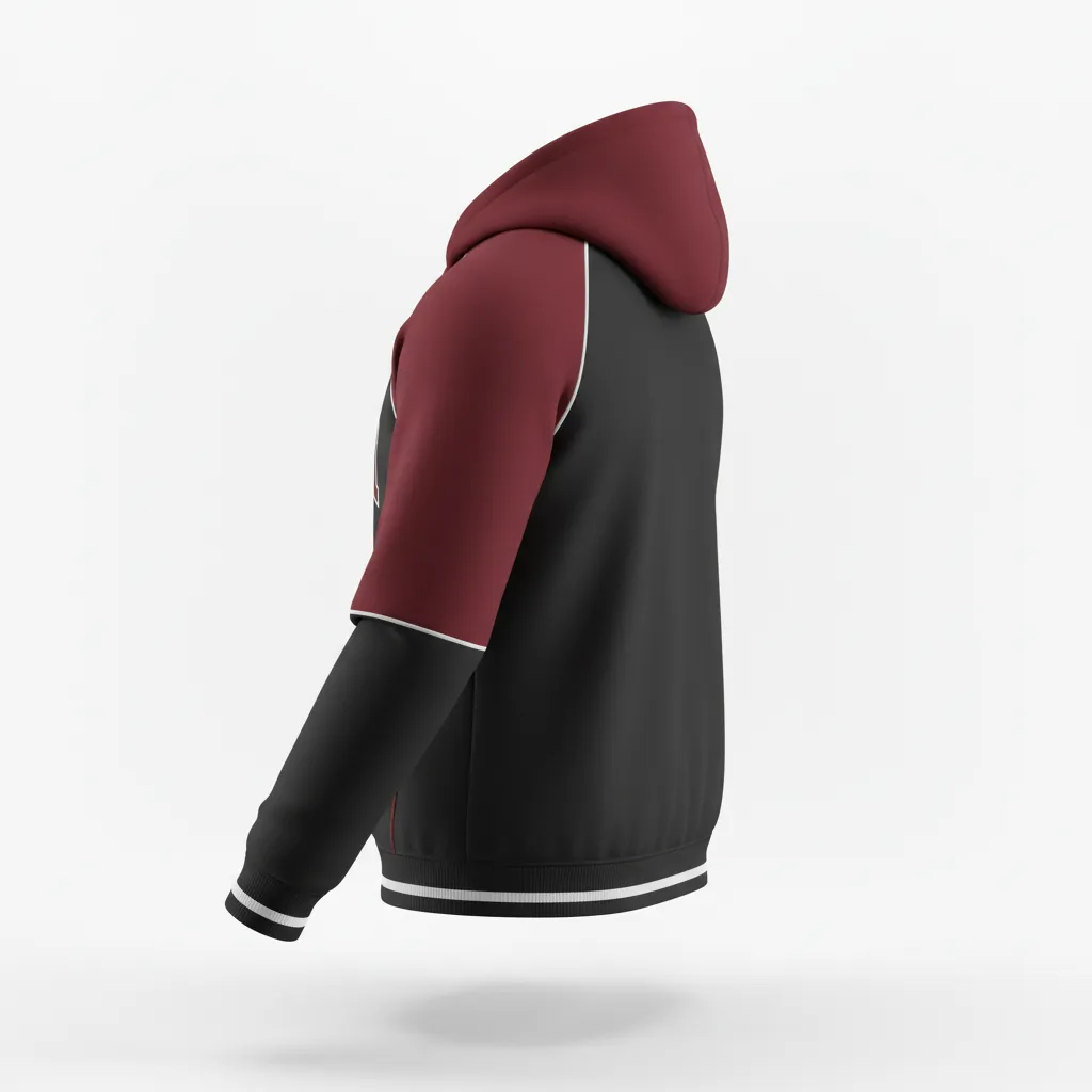 Custom Softball Pullover Hoodie - Custom Design - Blackredwhite - Side View - HAMCO Sports Inc.