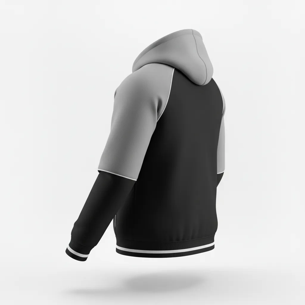 Custom Softball Pullover Hoodie - Custom Design - Blacksilverwhite - Back View - HAMCO Sports Inc.