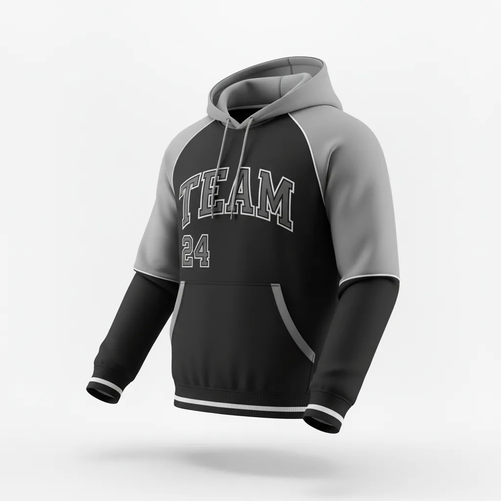 Custom Softball Pullover Hoodie - Custom Design - Blacksilverwhite - Front View - HAMCO Sports Inc.