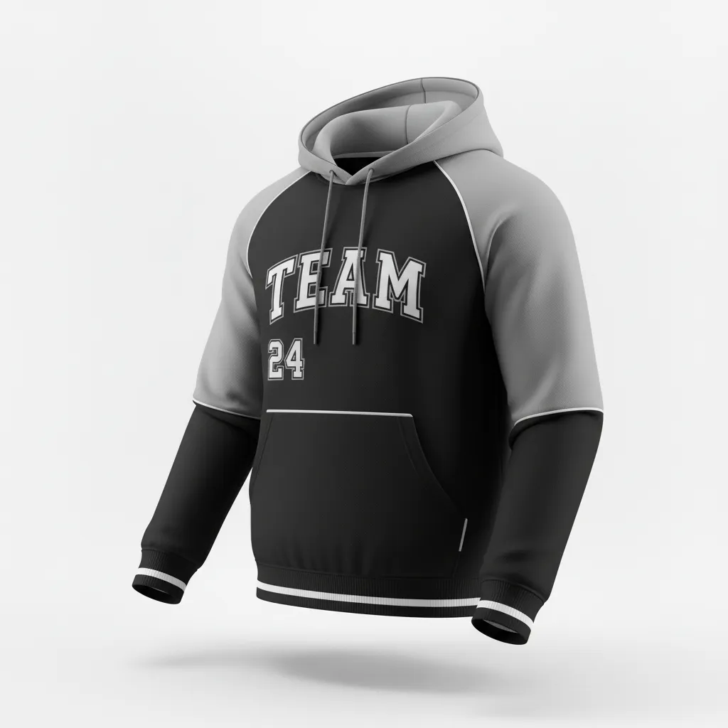 Custom Softball Pullover Hoodie - Custom Design - Blackwhitegrey - Front View - HAMCO Sports Inc.