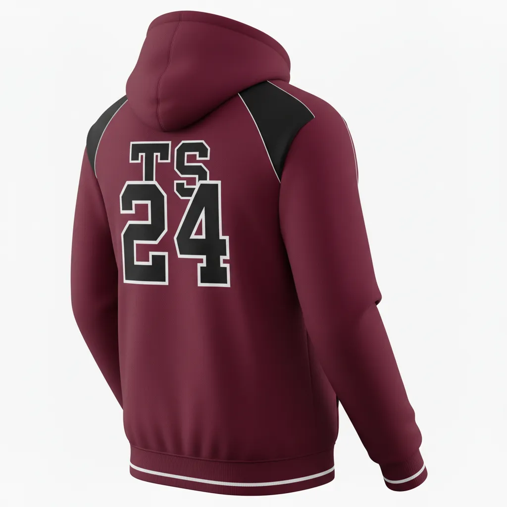 Custom Softball Pullover Hoodie - Custom Design - Cardinalblackwhite - Back View - HAMCO Sports Inc.