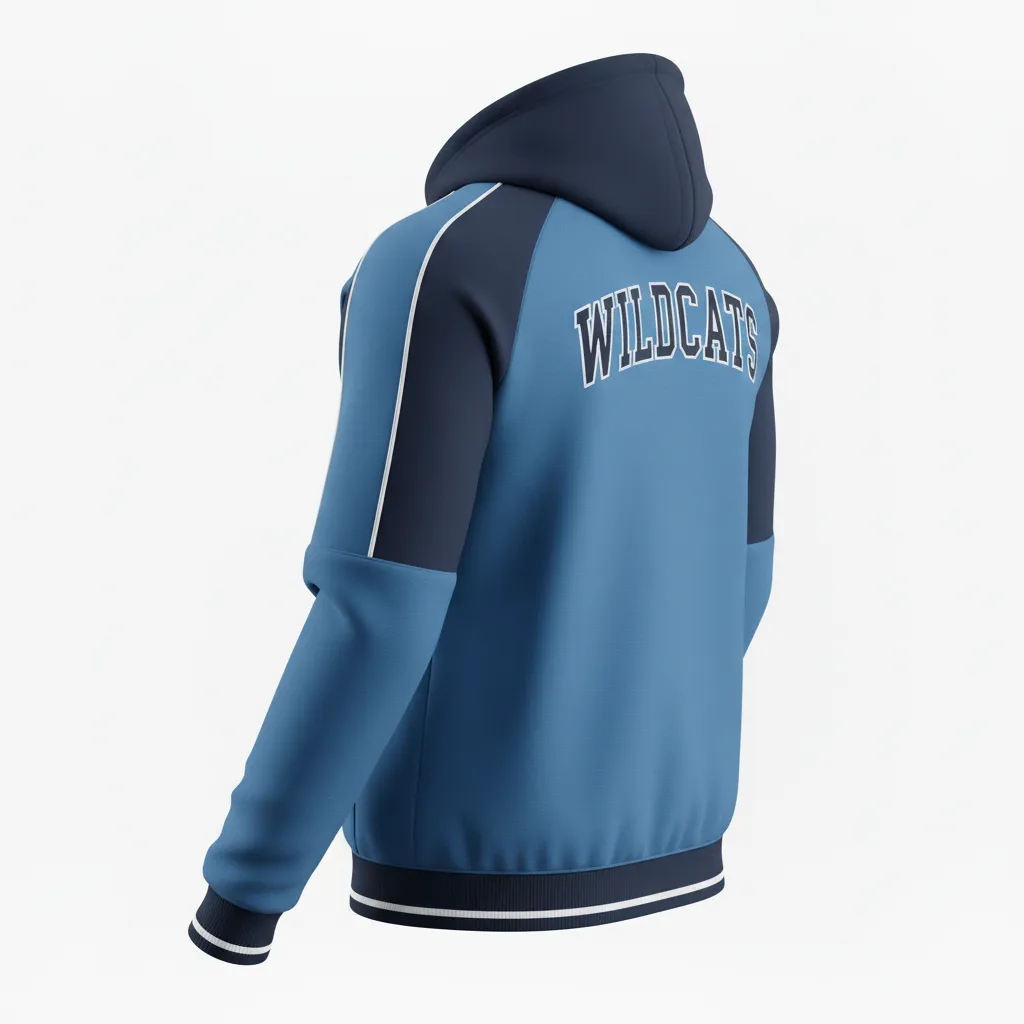 Custom Softball Pullover Hoodie - Custom Design - Columbianavywhite - Back View - HAMCO Sports Inc.