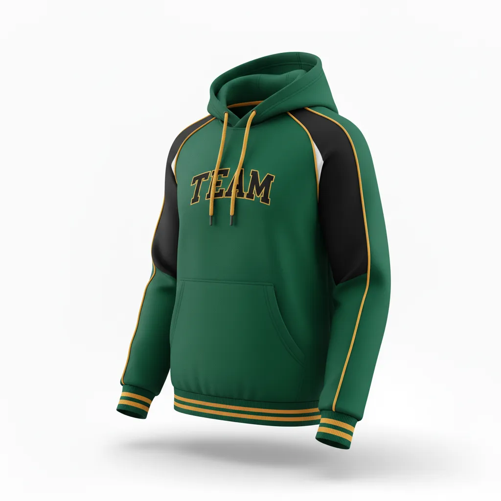 Custom Softball Pullover Hoodie - Custom Design - Forestblackgold - Side View - HAMCO Sports Inc.