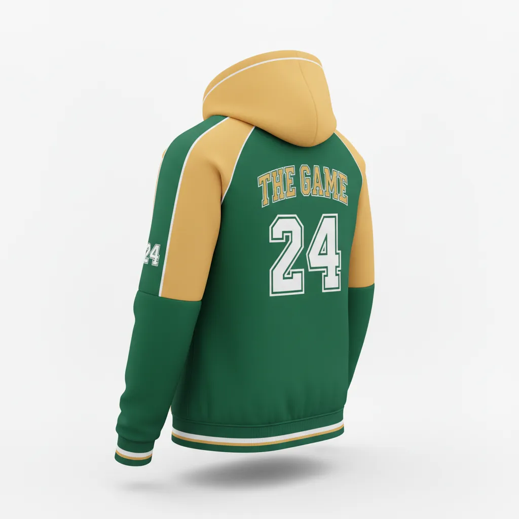 Custom Softball Pullover Hoodie - Custom Design - Forestgoldwhite - Back View - HAMCO Sports Inc.