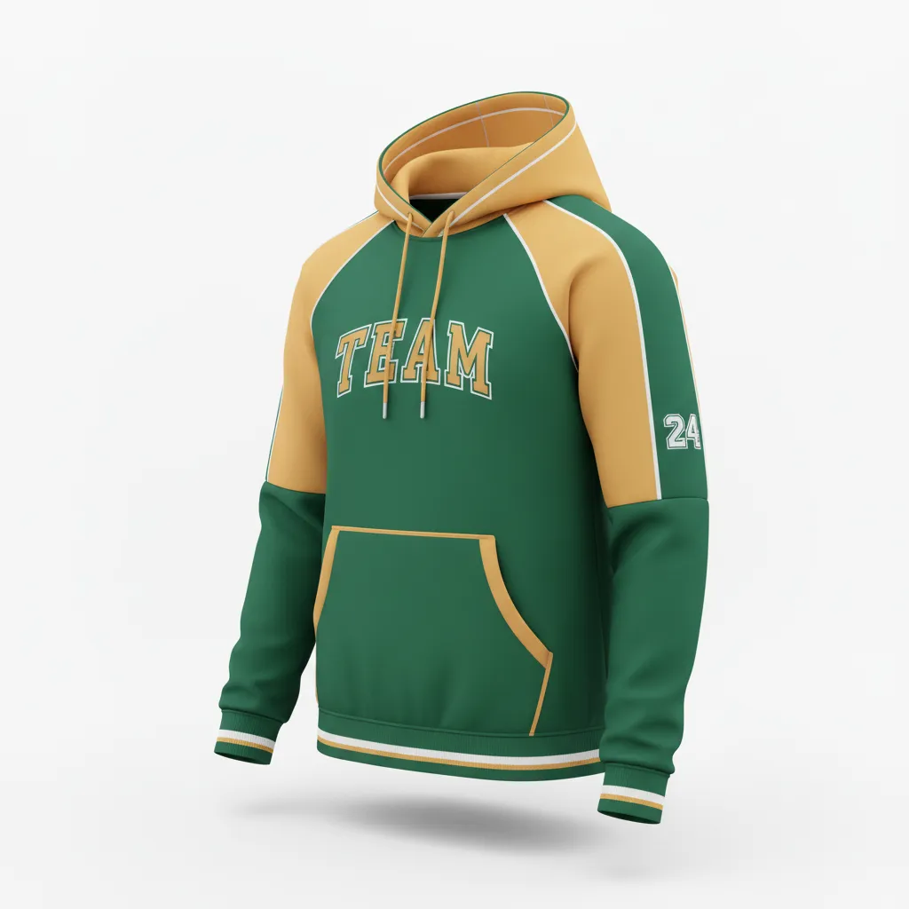 Custom Softball Pullover Hoodie - Custom Design - Forestgoldwhite - Front View - HAMCO Sports Inc.