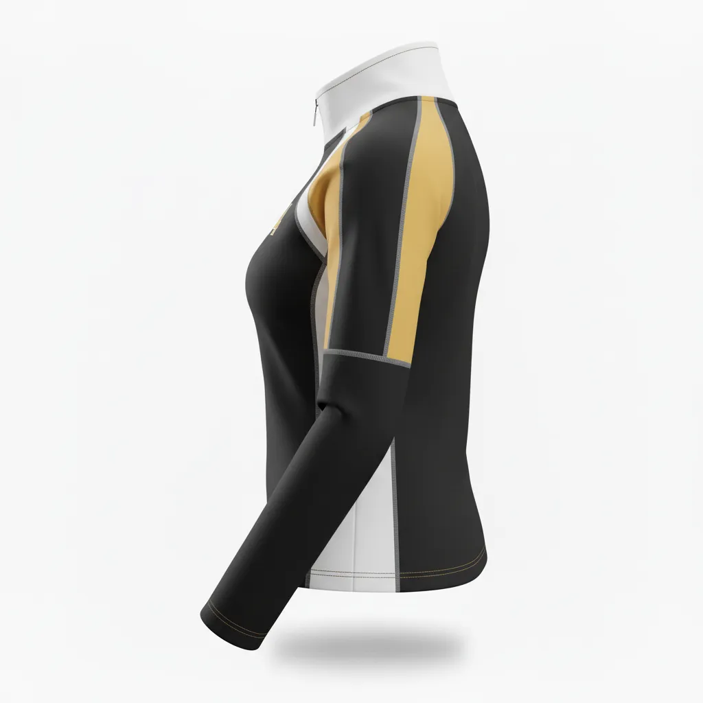 Custom Softball Quarter Zipper Pullover - Custom Design - Blackgoldwhite - Side View - HAMCO Sports Inc.