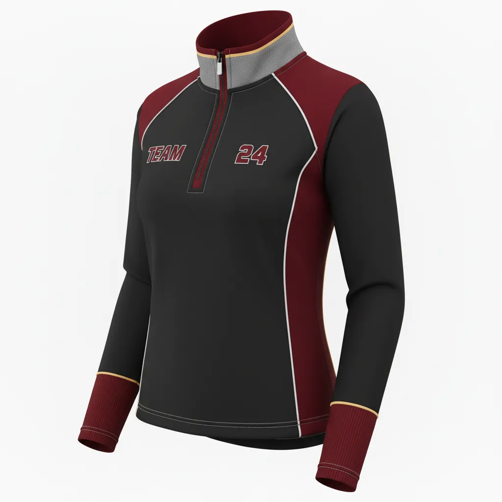 Custom Softball Quarter Zipper Pullover - Custom Design - Blackredwhite - Front View - HAMCO Sports Inc.