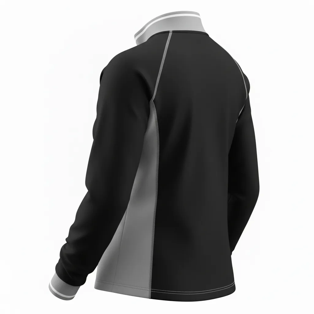 Custom Softball Quarter Zipper Pullover - Custom Design - Blacksilverwhite - Back View - HAMCO Sports Inc.
