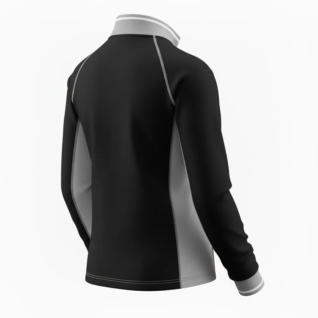 Custom Softball Quarter Zipper Pullover - Custom Design - Blackwhitegrey - Back View - HAMCO Sports Inc.