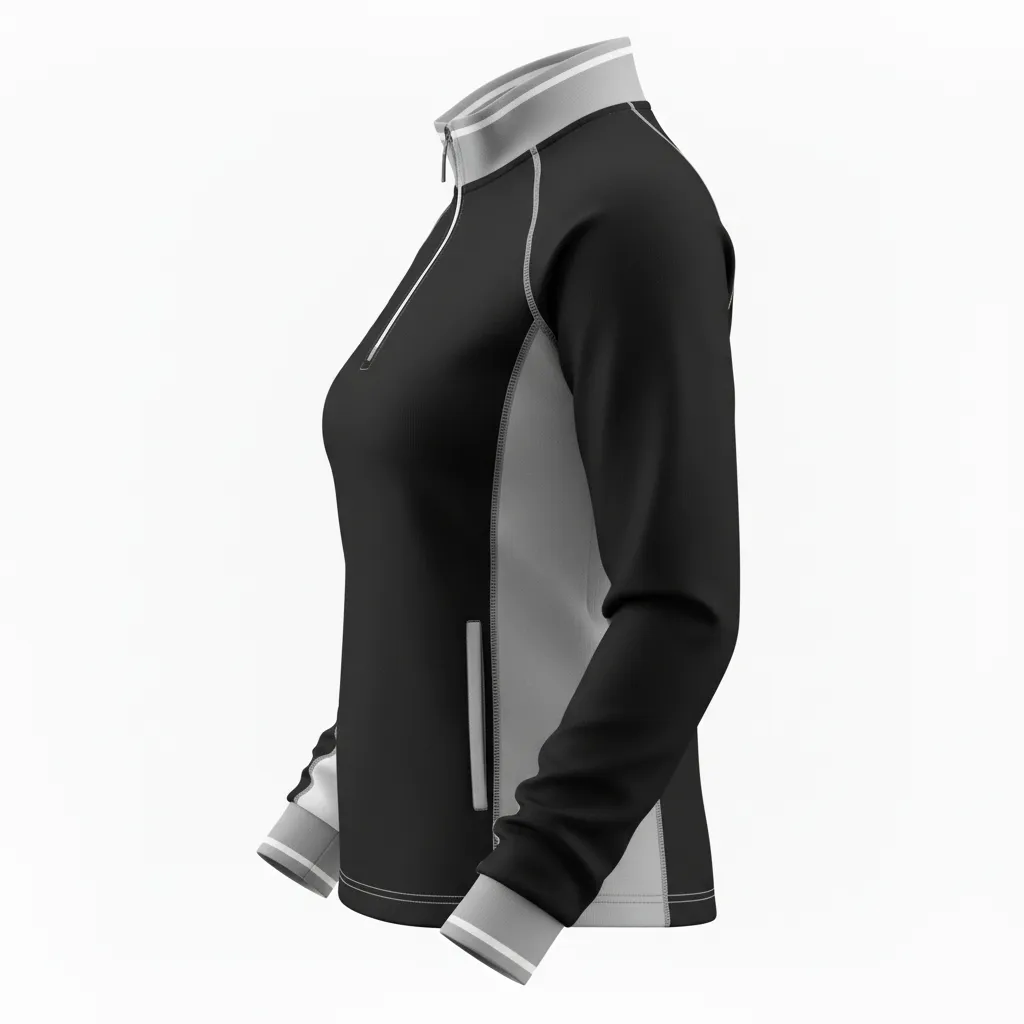 Custom Softball Quarter Zipper Pullover - Custom Design - Blackwhitegrey - Side View - HAMCO Sports Inc.