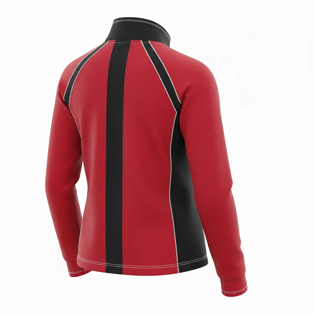 Custom Softball Quarter Zipper Pullover - Custom Design - Cardinalblackwhite - Back View - HAMCO Sports Inc.