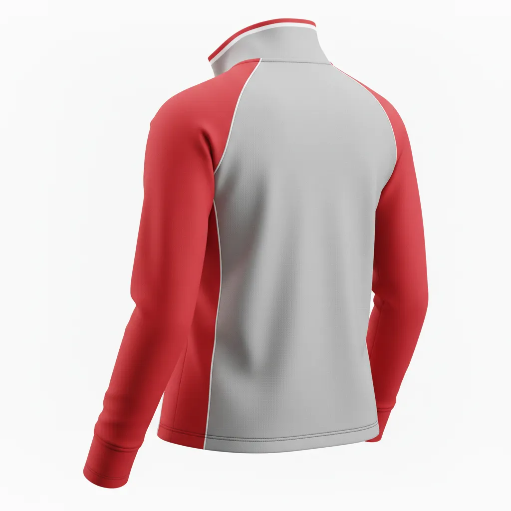 Custom Softball Quarter Zipper Pullover - Custom Design - Charcoalredwhite - Back View - HAMCO Sports Inc.