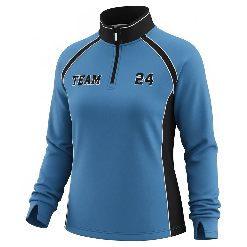 Custom Softball Quarter Zipper Pullover - Custom Design - Columbiablackwhite - Front View - HAMCO Sports Inc.