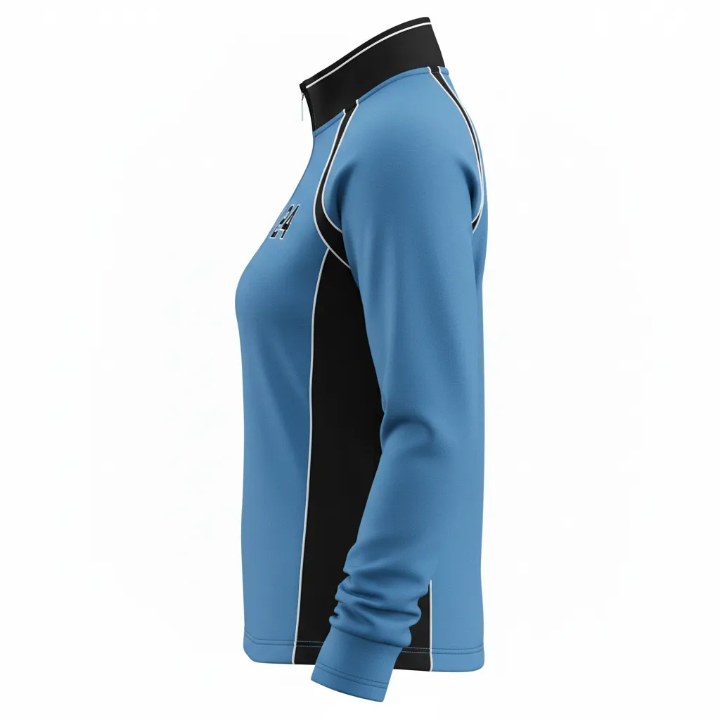 Custom Softball Quarter Zipper Pullover - Custom Design - Columbiablackwhite - Side View - HAMCO Sports Inc.