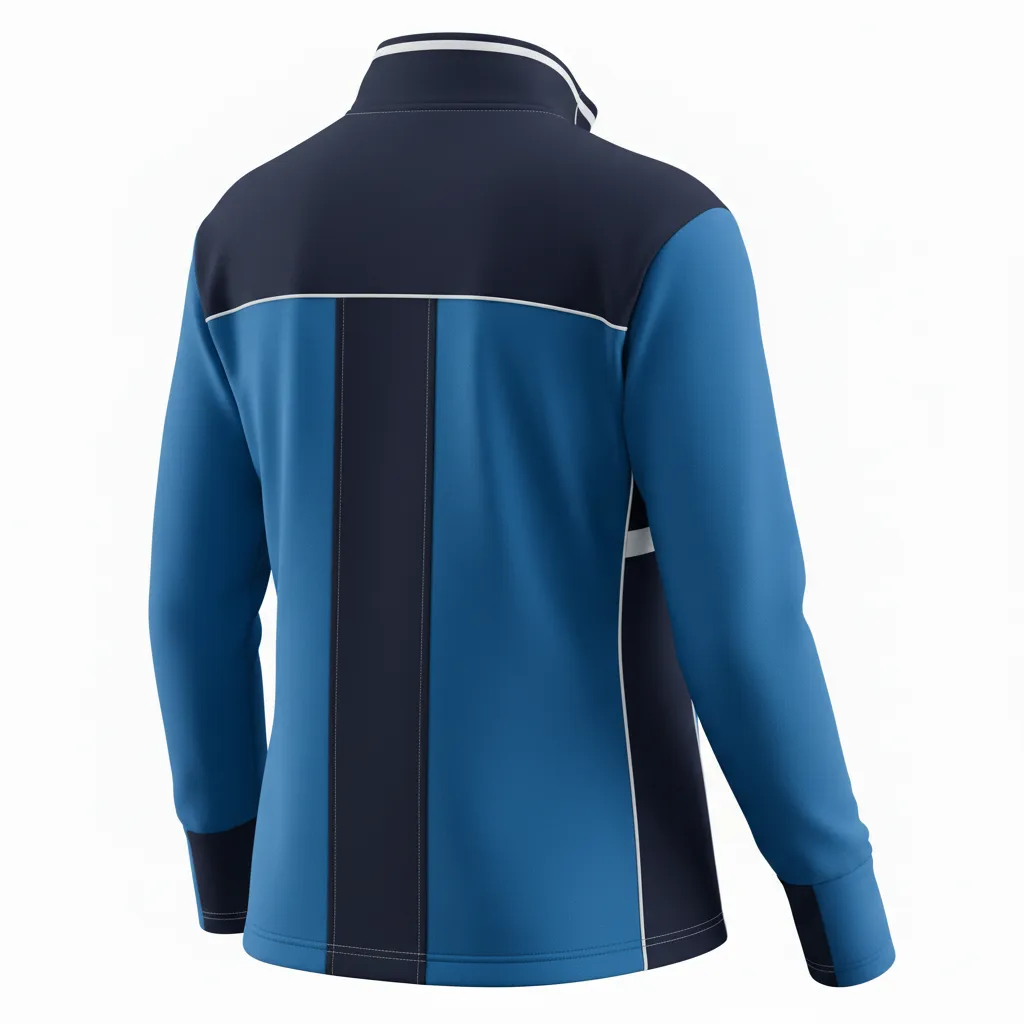 Custom Softball Quarter Zipper Pullover - Custom Design - Columbianavywhite - Back View - HAMCO Sports Inc.