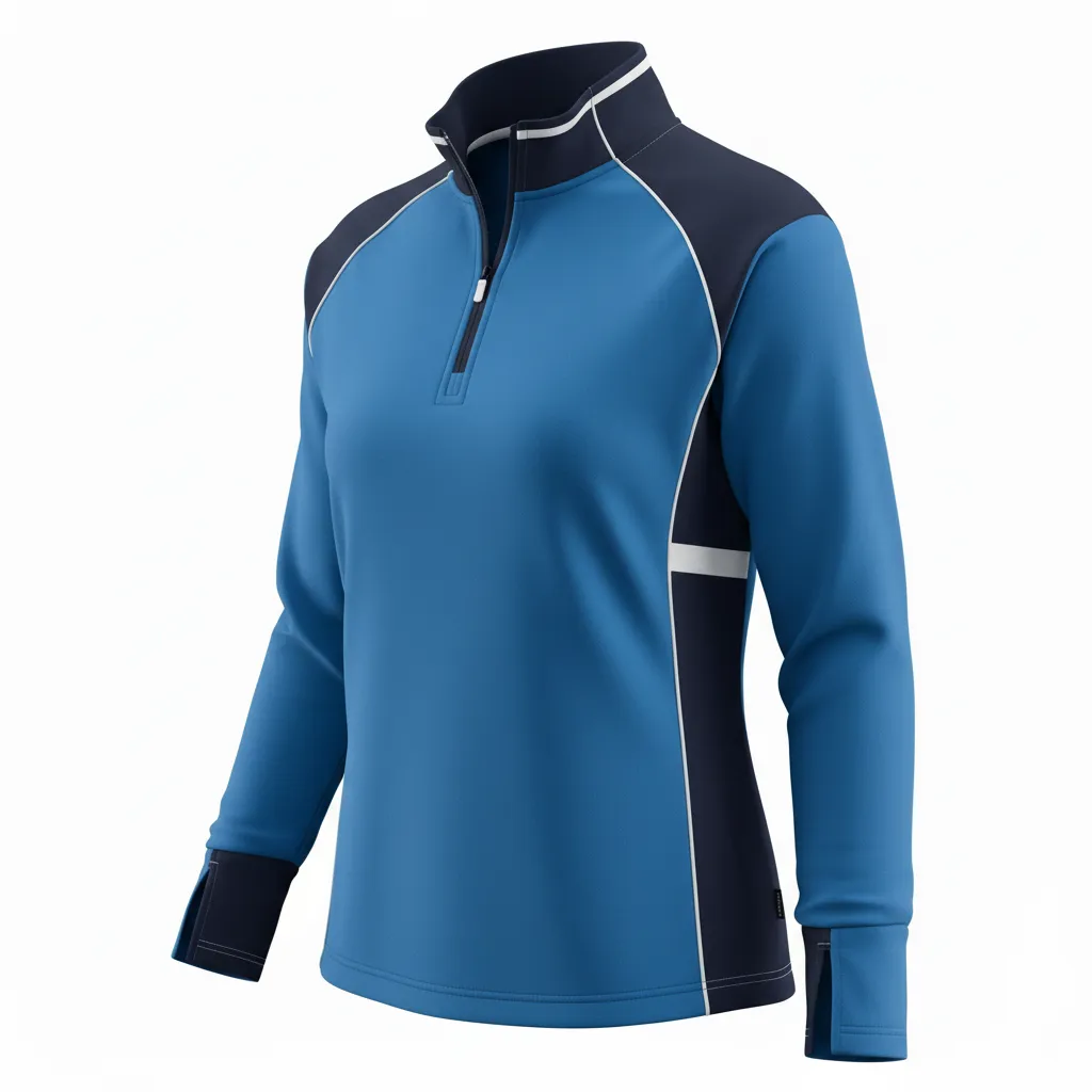 Custom Softball Quarter Zipper Pullover - Custom Design - Columbianavywhite - Side View - HAMCO Sports Inc.