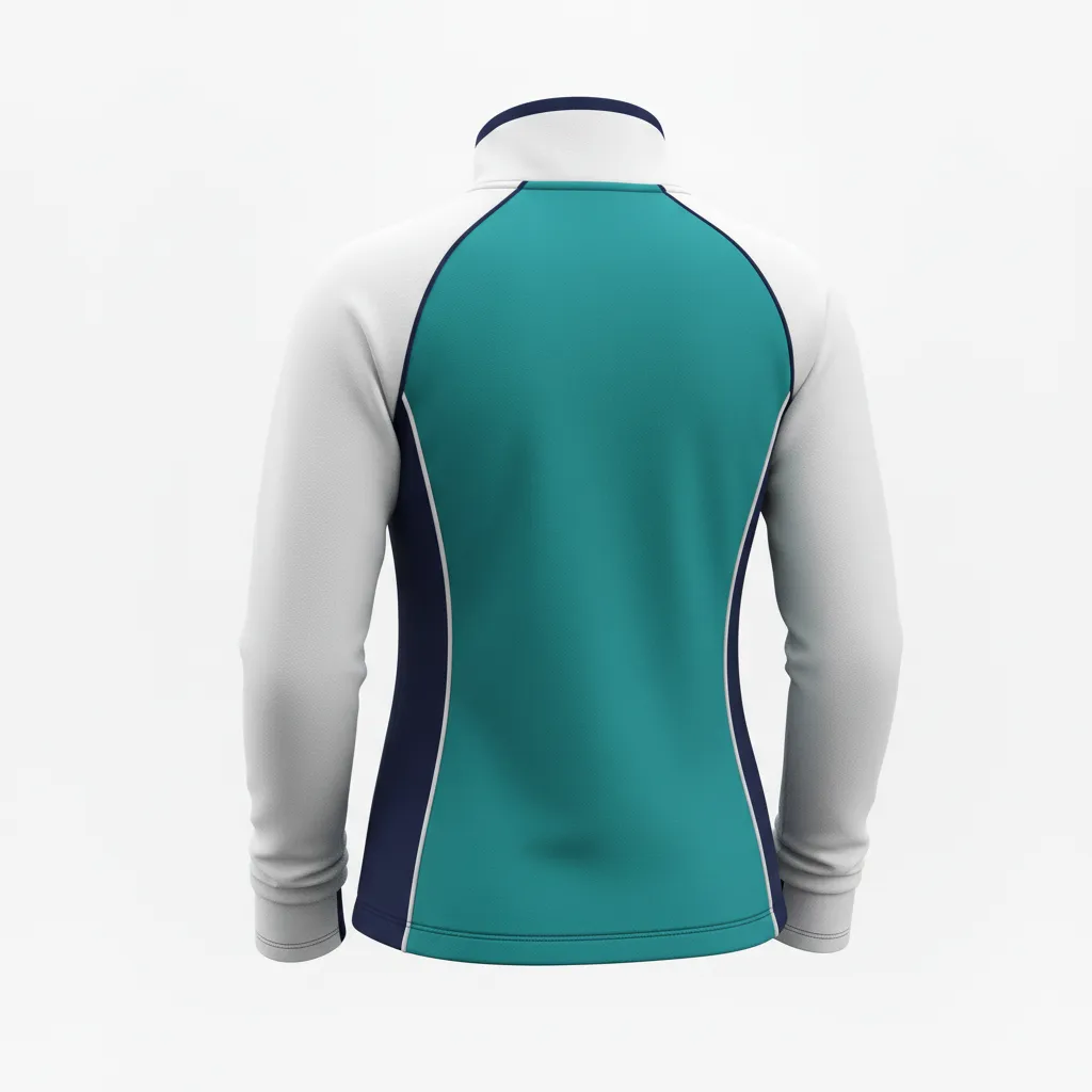 Custom Softball Quarter Zipper Pullover - Custom Design - Columbiawhitenavy - Back View - HAMCO Sports Inc.