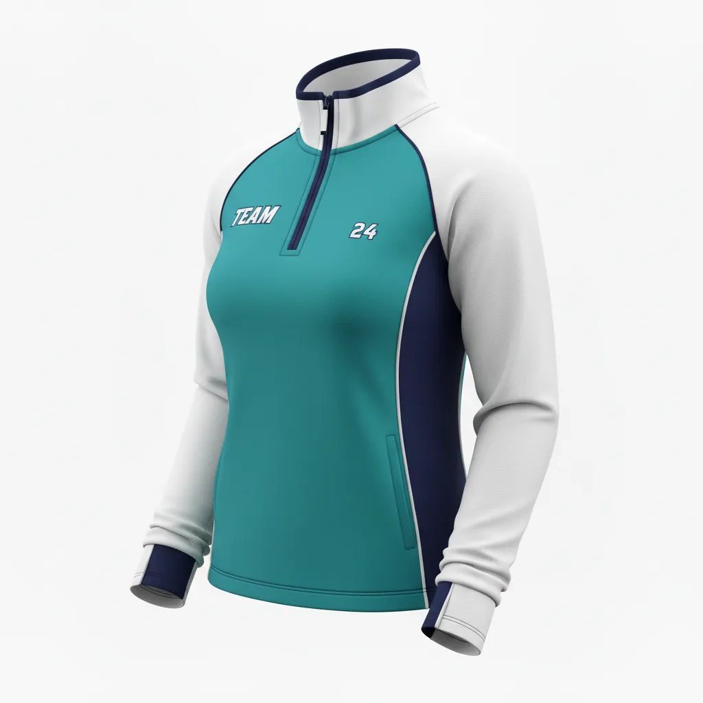 Custom Softball Quarter Zipper Pullover - Custom Design - Columbiawhitenavy - Front View - HAMCO Sports Inc.