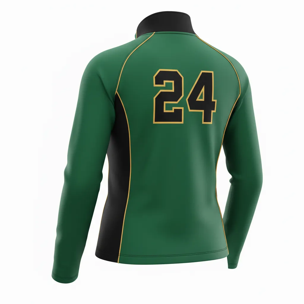 Custom Softball Quarter Zipper Pullover - Custom Design - Forestblackgold - Back View - HAMCO Sports Inc.
