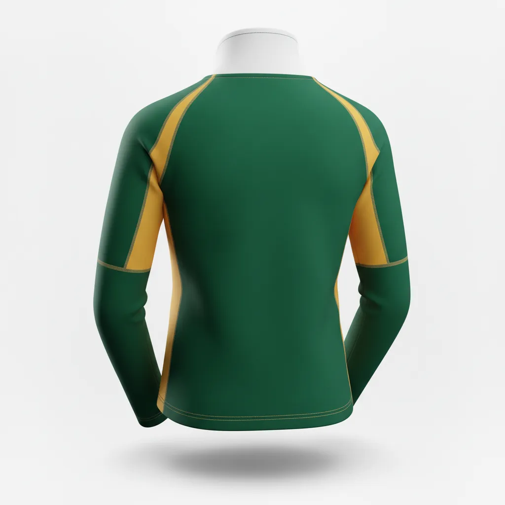 Custom Softball Quarter Zipper Pullover - Custom Design - Forestgoldwhite - Back View - HAMCO Sports Inc.