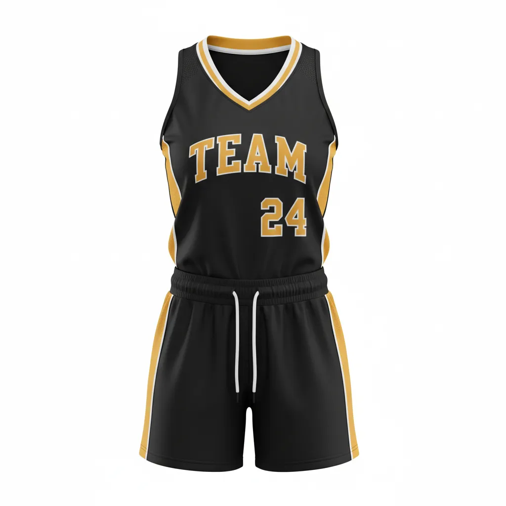 Custom Softball Racerback Softball Uniform - Custom Design - Blackgoldwhite - Front View - HAMCO Sports Inc.