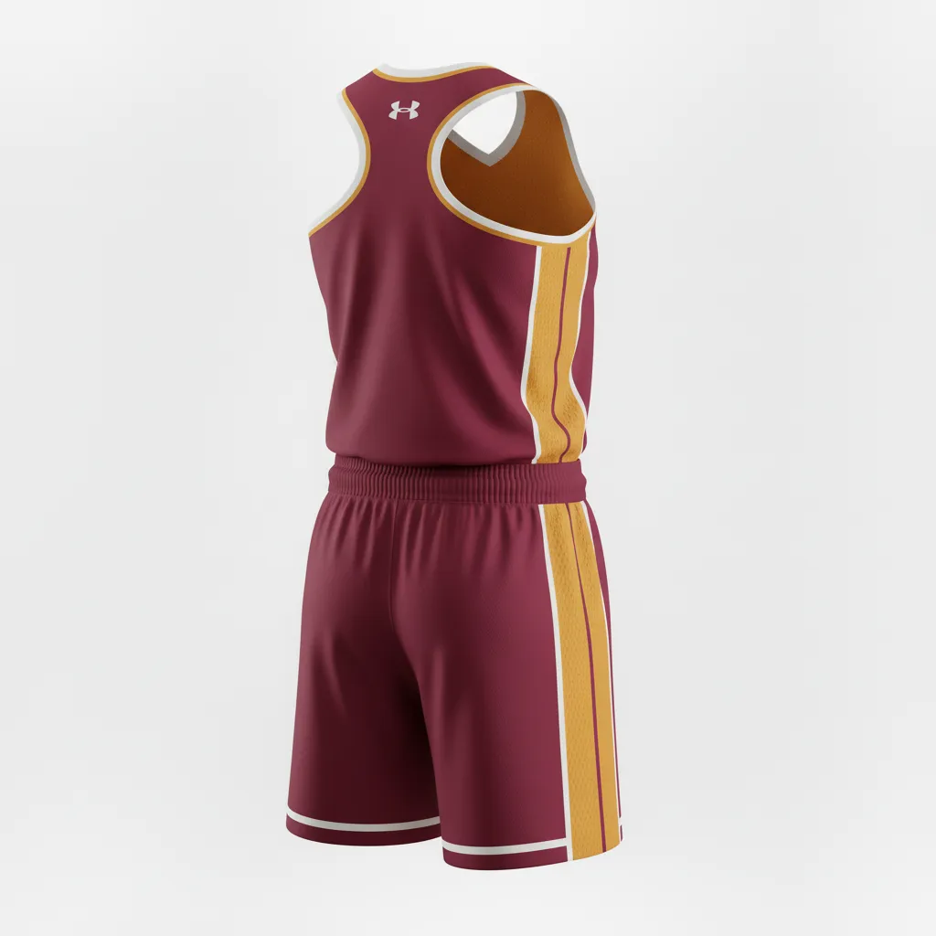 Custom Softball Racerback Softball Uniform - Custom Design - Burgundygoldwhite - Back View - HAMCO Sports Inc.