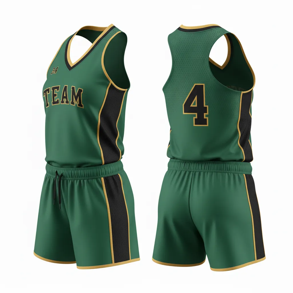 Custom Softball Racerback Softball Uniform - Custom Design - Forestblackgold - Back View - HAMCO Sports Inc.