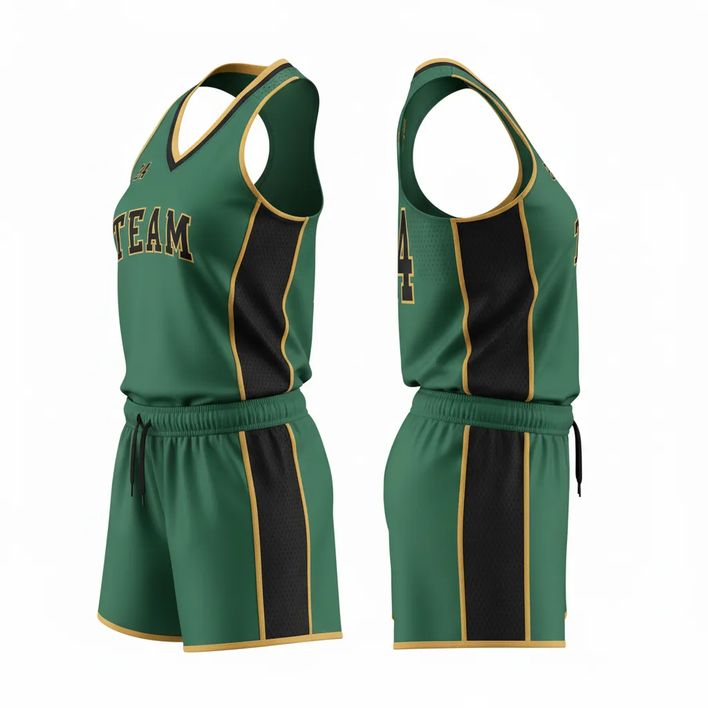 Custom Softball Racerback Softball Uniform - Custom Design - Forestblackgold - Side View - HAMCO Sports Inc.