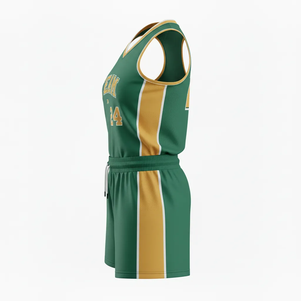 Custom Softball Racerback Softball Uniform - Custom Design - Forestgoldwhite - Side View - HAMCO Sports Inc.