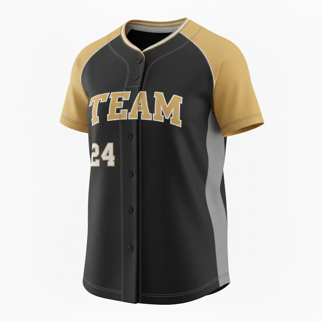 Custom Softball Round Neck Softball Jersey - Custom Design - Blackgoldwhite - Front View - HAMCO Sports Inc.
