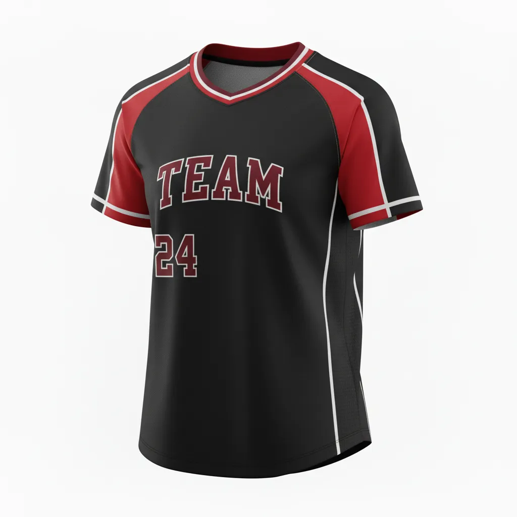 Custom Softball Round Neck Softball Jersey - Custom Design - Blackredwhite - Front View - HAMCO Sports Inc.