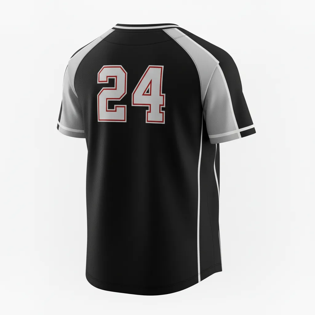 Custom Softball Round Neck Softball Jersey - Custom Design - Blacksilverwhite - Back View - HAMCO Sports Inc.