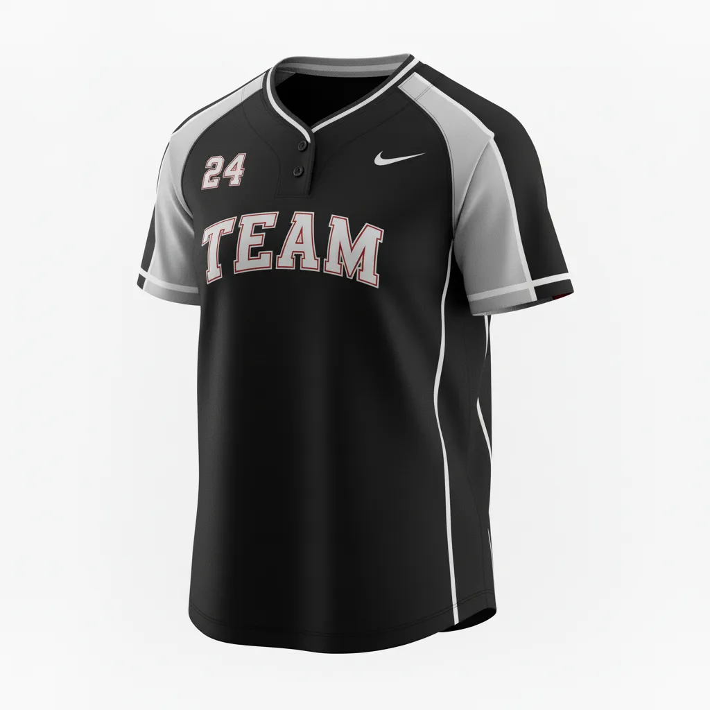 Custom Softball Round Neck Softball Jersey - Custom Design - Blacksilverwhite - Side View - HAMCO Sports Inc.