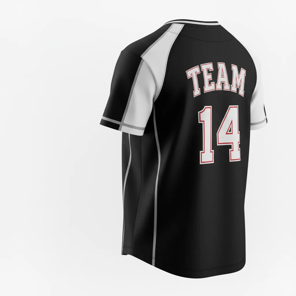 Custom Softball Round Neck Softball Jersey - Custom Design - Blackwhitegrey - Back View - HAMCO Sports Inc.