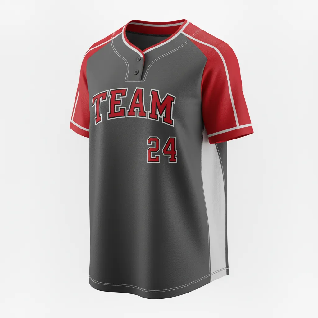 Custom Softball Round Neck Softball Jersey - Custom Design - Charcoalredwhite - Front View - HAMCO Sports Inc.