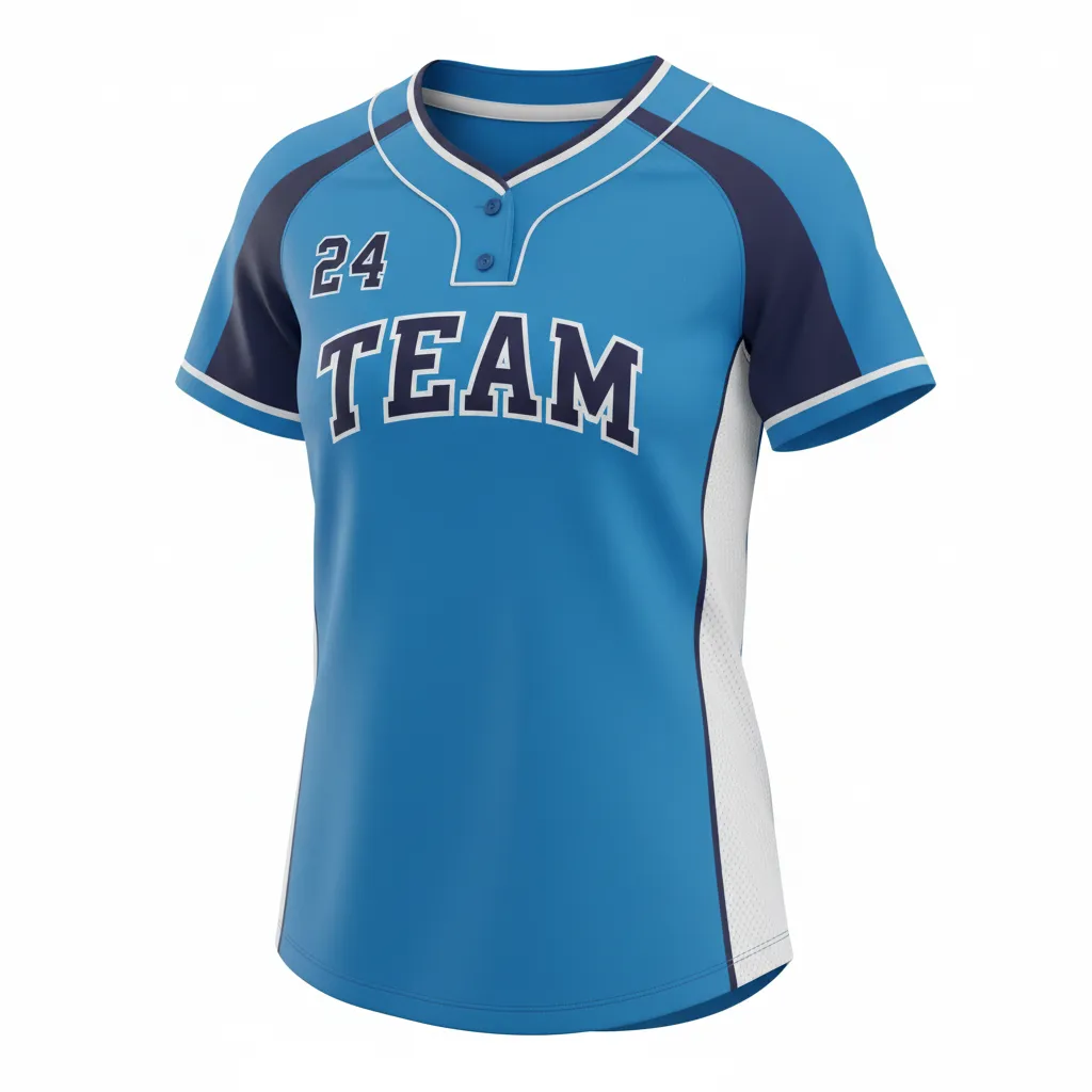 Custom Softball Round Neck Softball Jersey - Custom Design - Columbianavywhite - Front View - HAMCO Sports Inc.