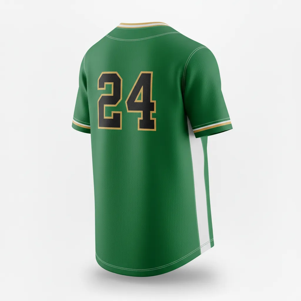 Custom Softball Round Neck Softball Jersey - Custom Design - Forestblackgold - Back View - HAMCO Sports Inc.