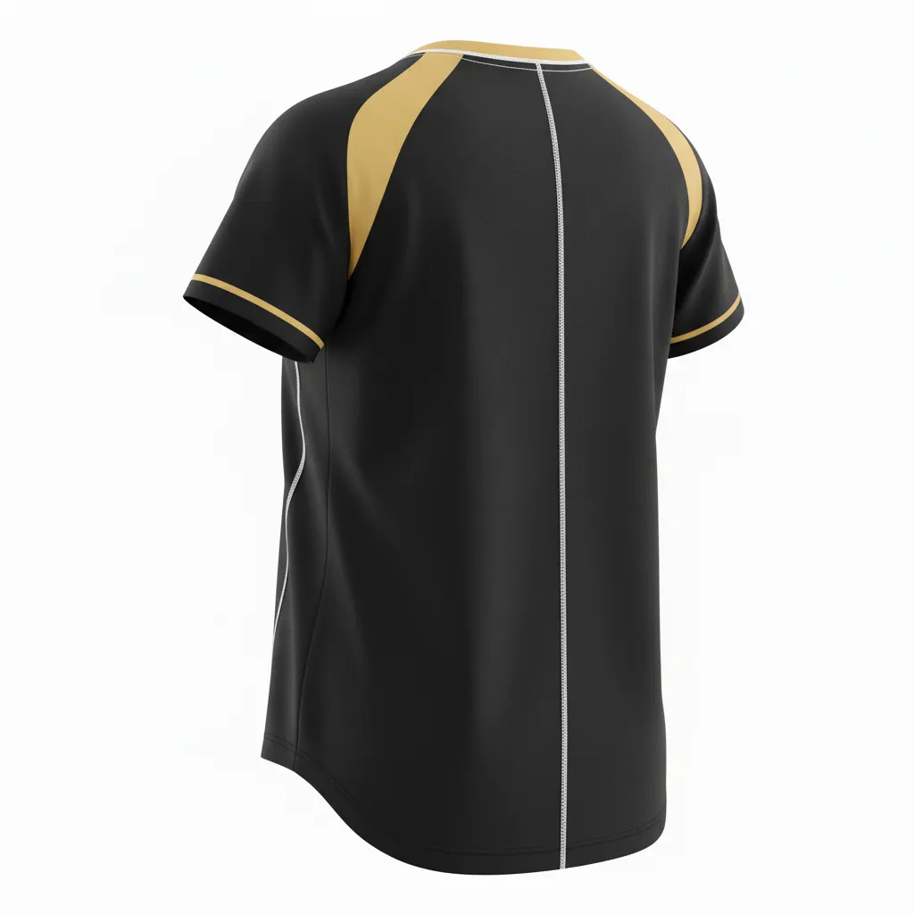 Custom Softball Short Sleeve T Shirt - Custom Design - Blackgoldwhite - Back View - HAMCO Sports Inc.