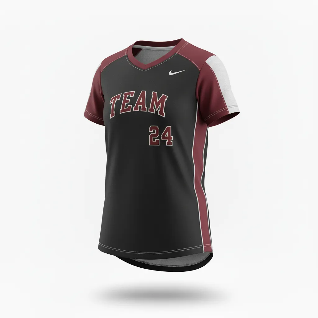 Custom Softball Short Sleeve T Shirt - Custom Design - Blackredwhite - Front View - HAMCO Sports Inc.