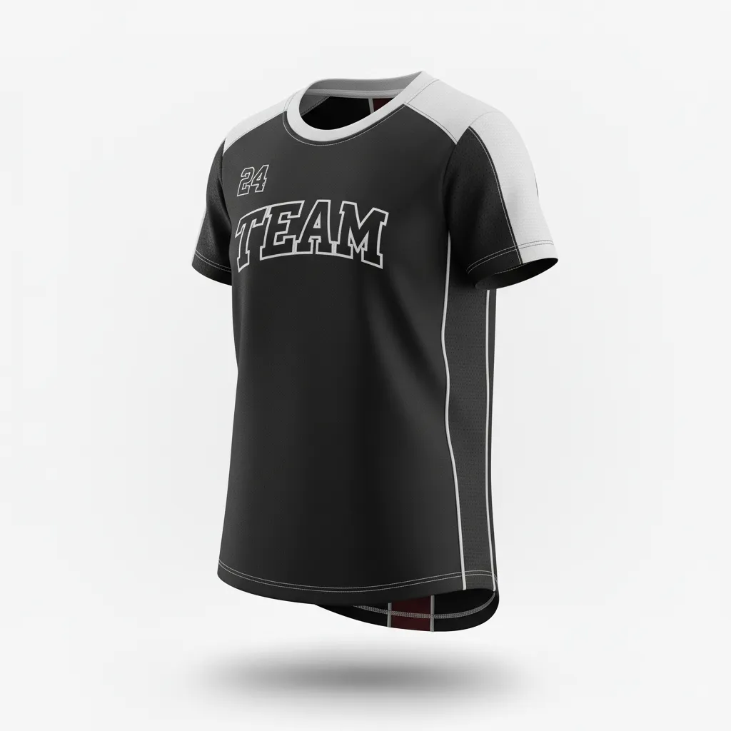 Custom Softball Short Sleeve T Shirt - Custom Design - Blacksilverwhite - Front View - HAMCO Sports Inc.