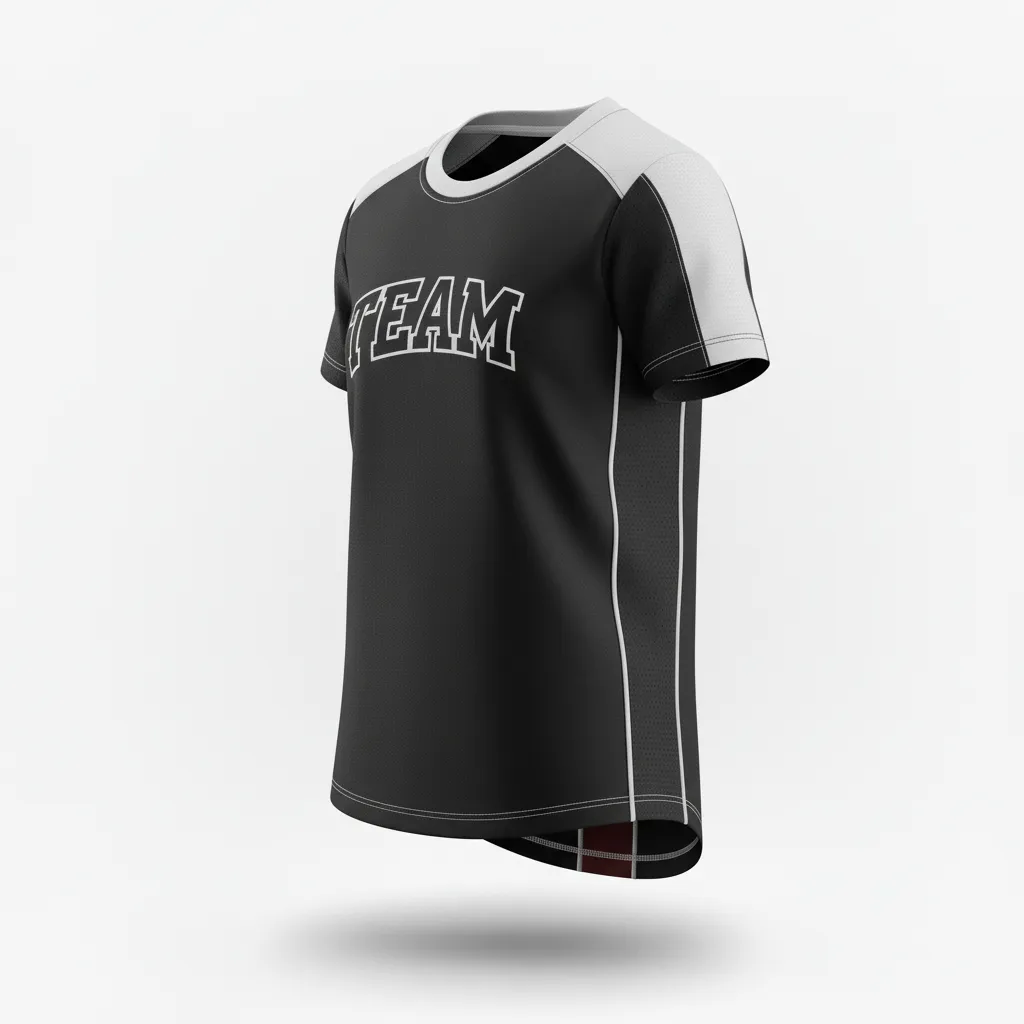 Custom Softball Short Sleeve T Shirt - Custom Design - Blacksilverwhite - Side View - HAMCO Sports Inc.