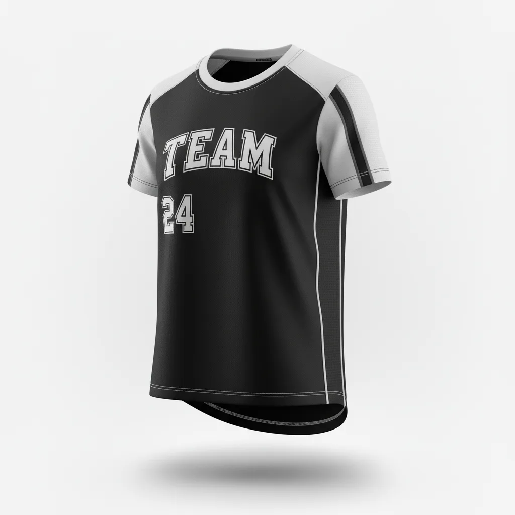 Custom Softball Short Sleeve T Shirt - Custom Design - Blackwhitegrey - Front View - HAMCO Sports Inc.